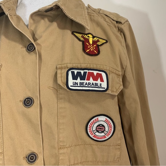 Atmosphere Shacket Utility Top Long Sleeve Cotton Tan Brown + Badges UK 10 - Picture 3 of 16